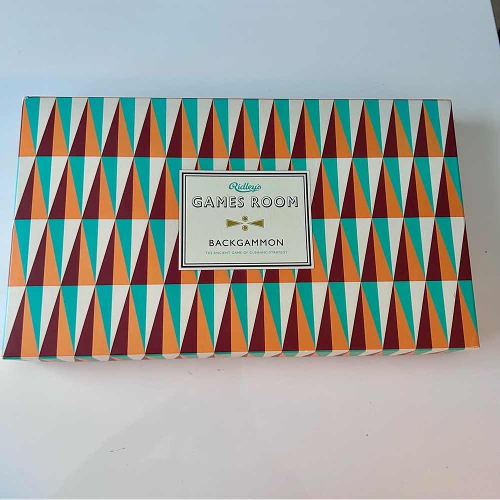 NEW Ridley's Games Room Backgammon board game set geometric orange blue brown